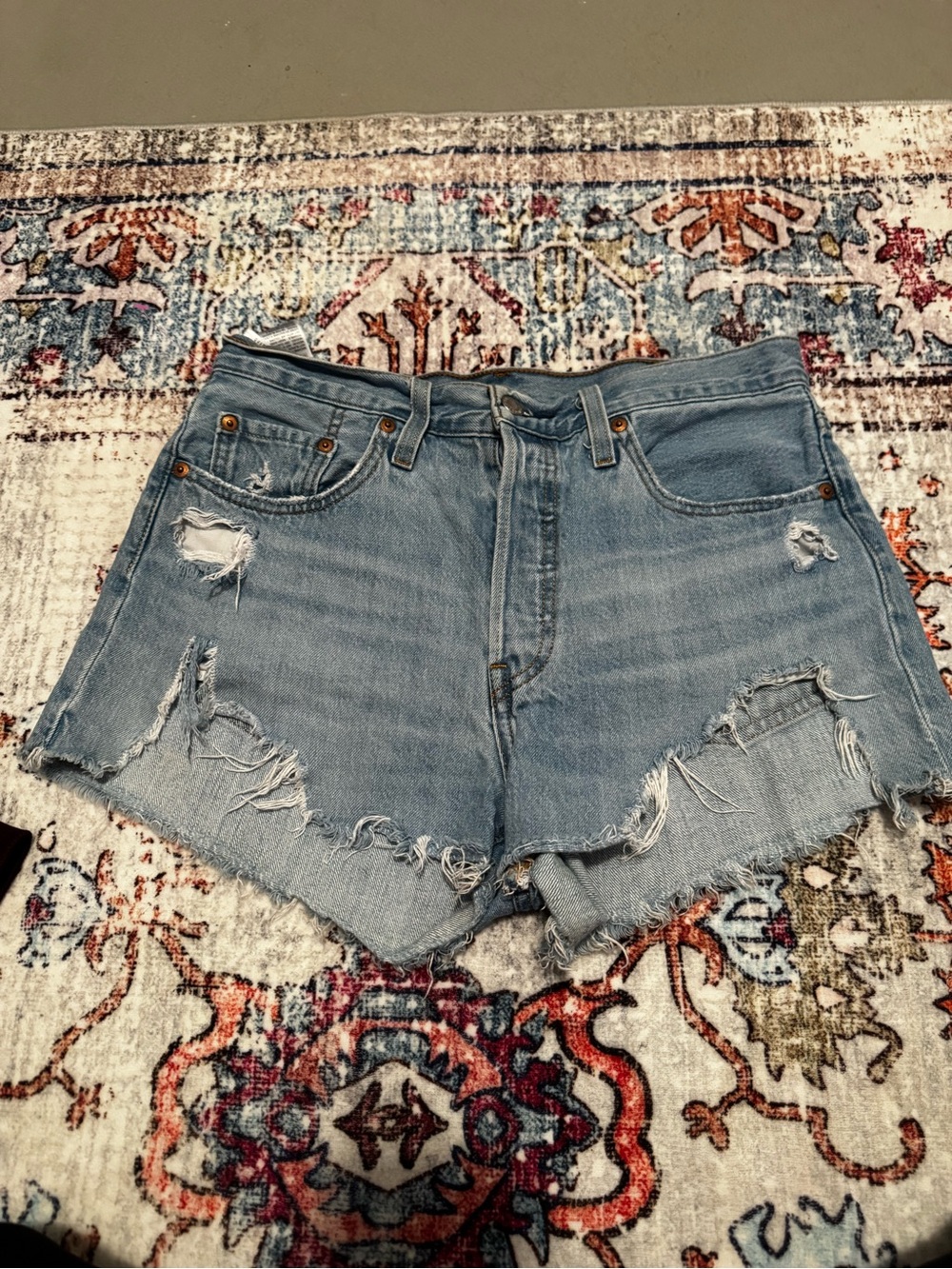 Levi's Light Blue Distressed Denim Cutoff Shorts